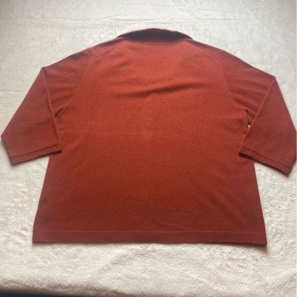Orvis 100% Cashmere Burnt Orange 3/4 Sleeve Sweater Size Large - Picture 2 of 12